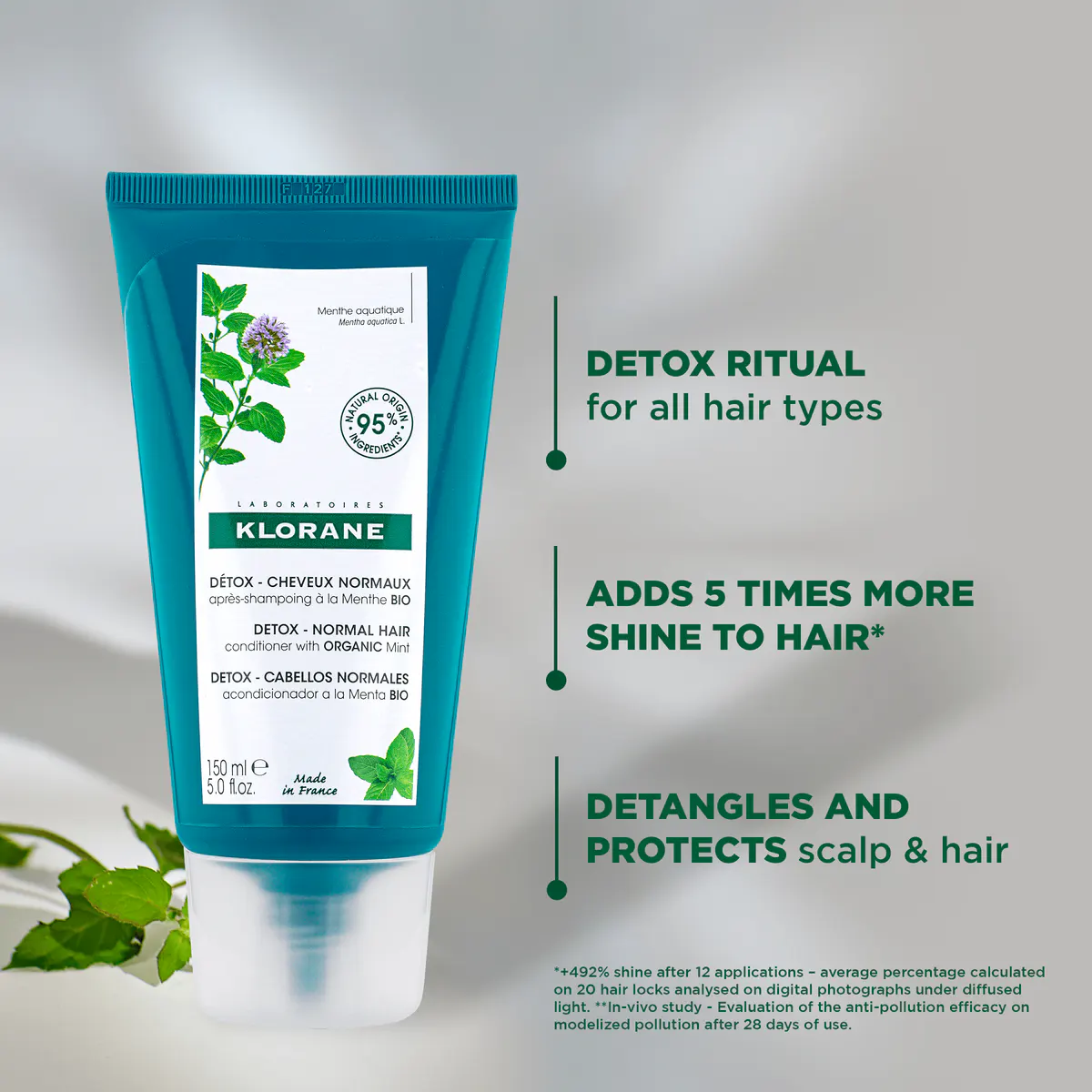 Klorane Detox Conditioner With Organic Mint 150ml - All Hair Types, view 2