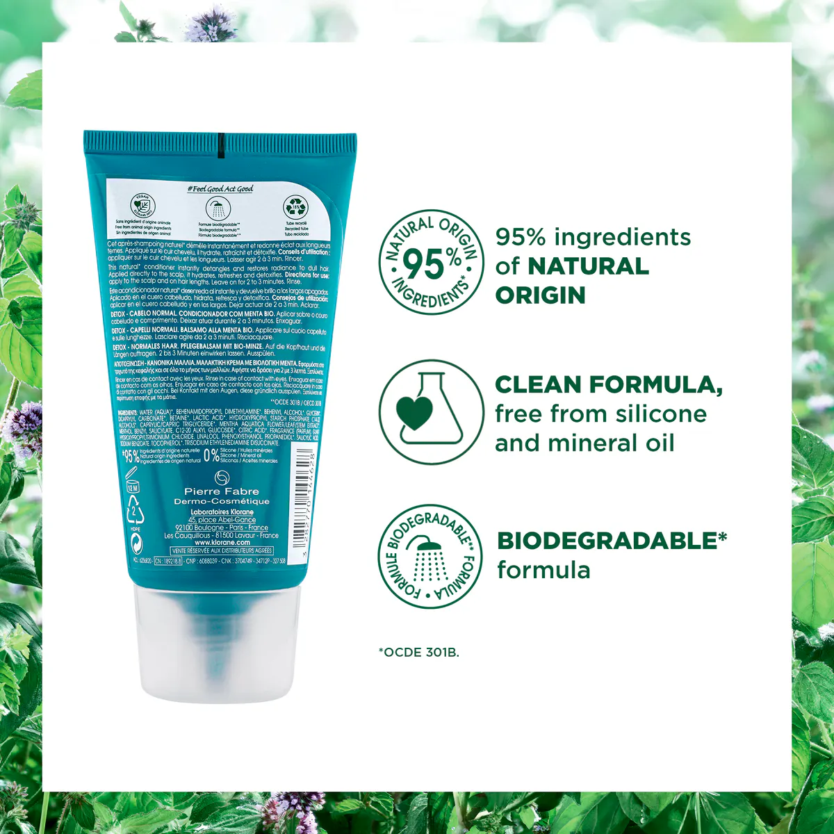 Klorane Detox Conditioner With Organic Mint 150ml - All Hair Types, view 3