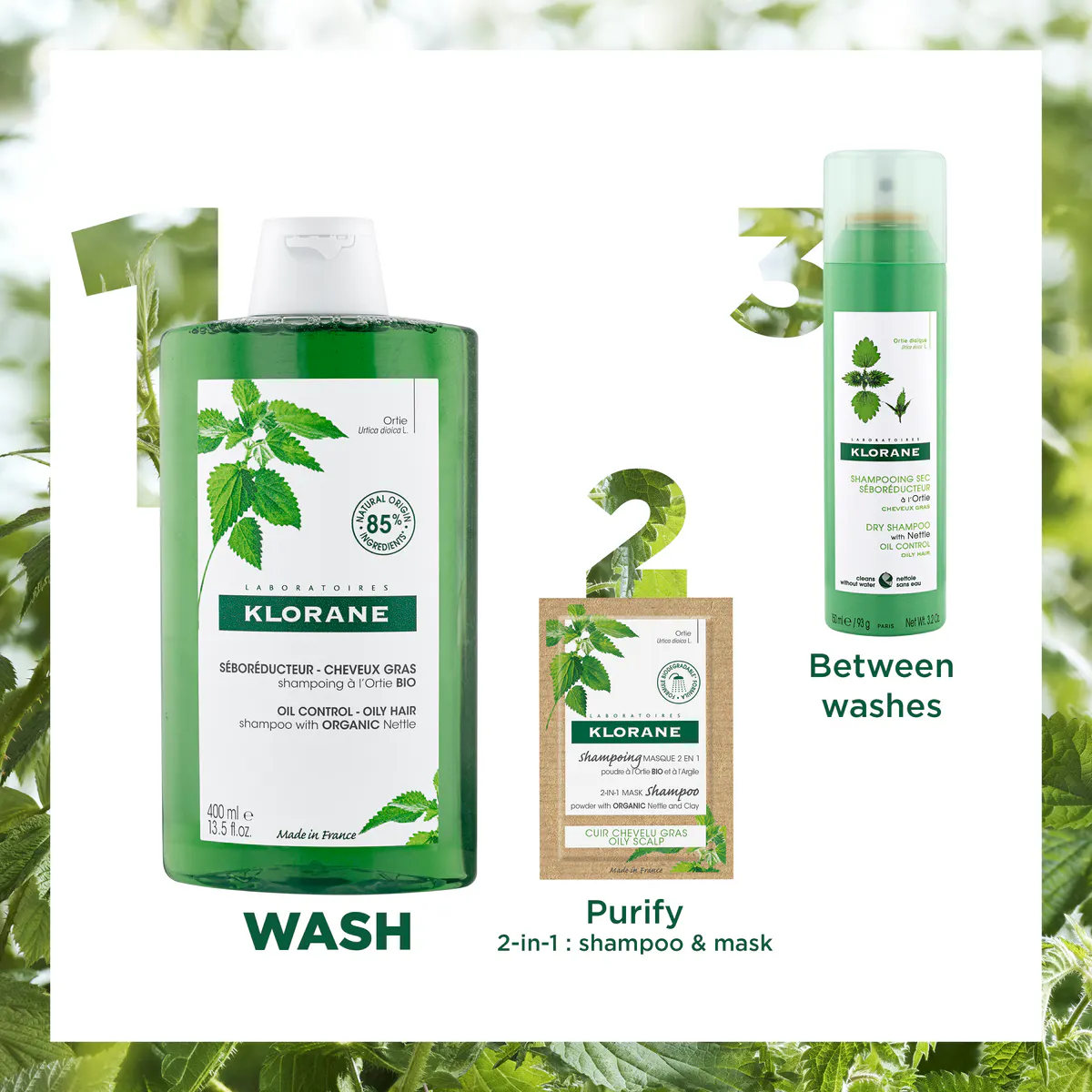 Klorane Shampoo With Organic Nettle - Oily Hair 400ml, view 5