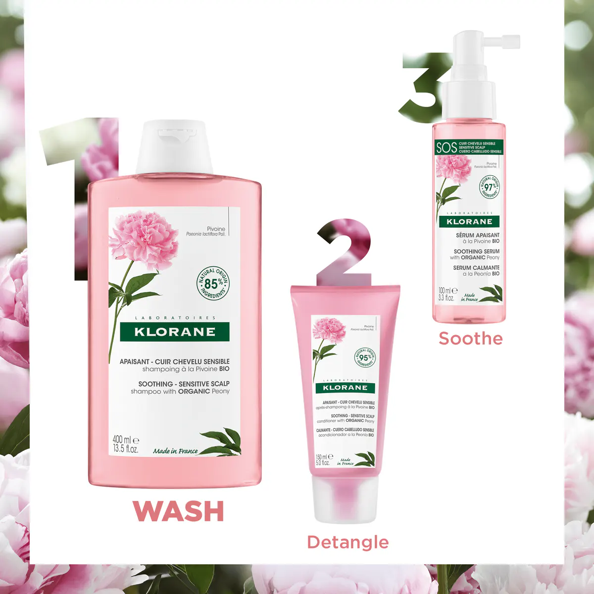 Klorane Soothing Shampoo With Organic Peony 400ml - Sensitive Scalp, view 5