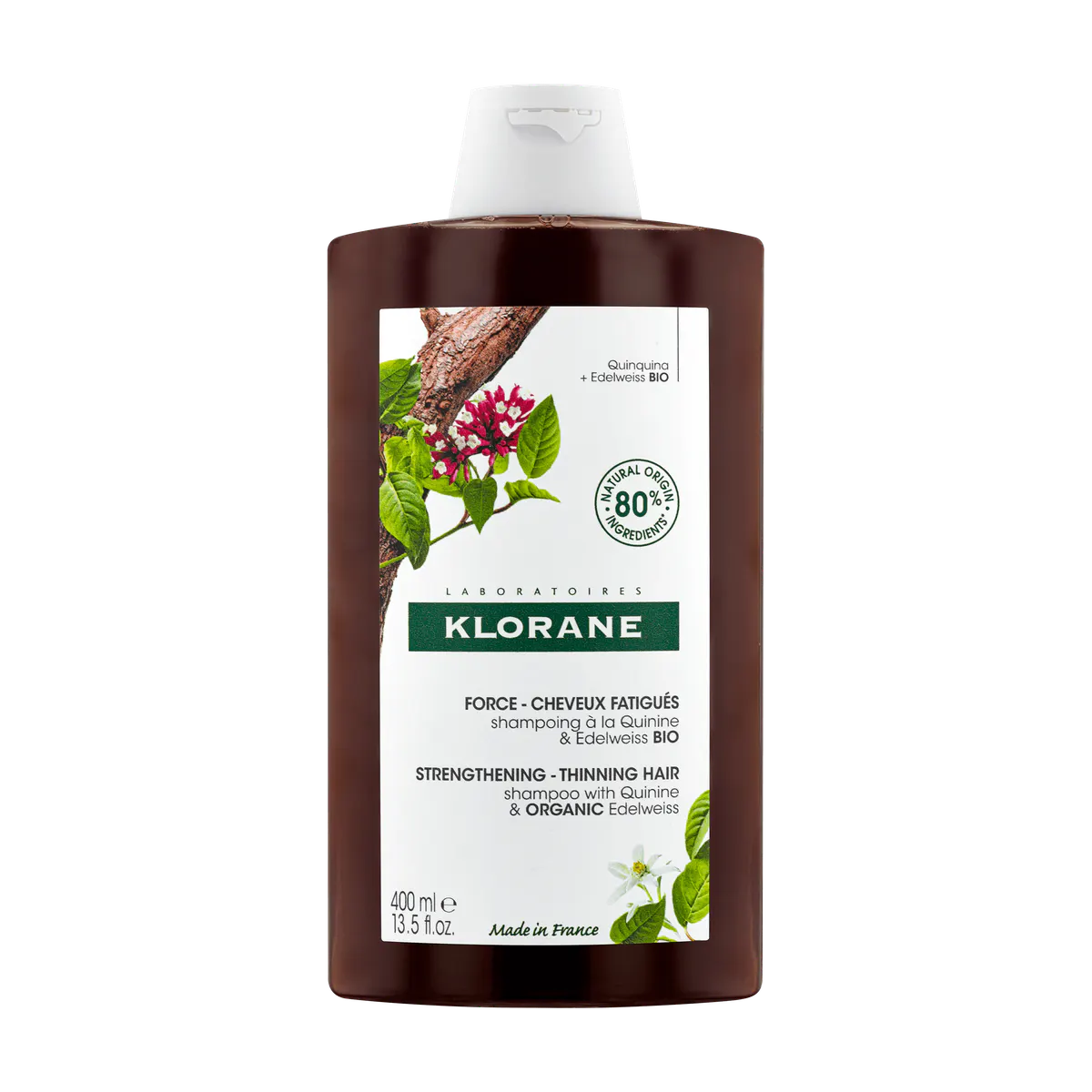 Klorane Strengthening Shampoo With Quinine & Edelweiss 400ml - Thinning Hair