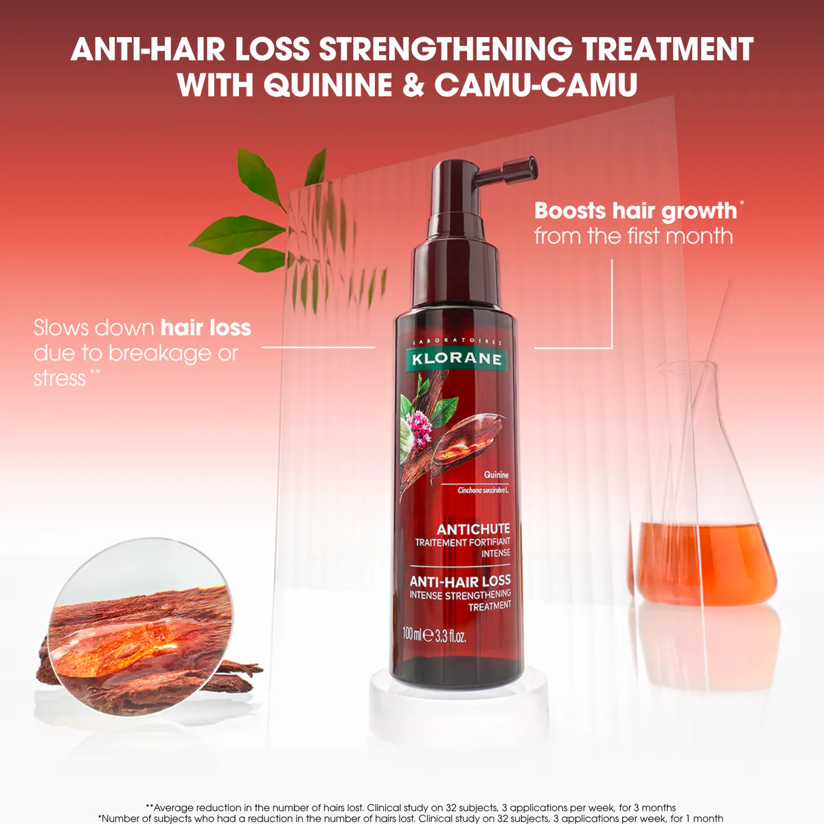 Klorane Strengthening Quinine & Organic Edelweiss Serum 100ml, Thinning Hair, view 2
