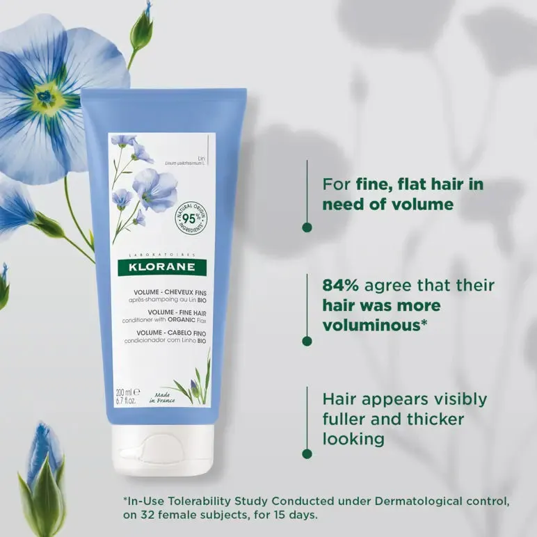 Klorane Volumising Conditioner With Organic Flax - Fine Hair 200ml, view 2