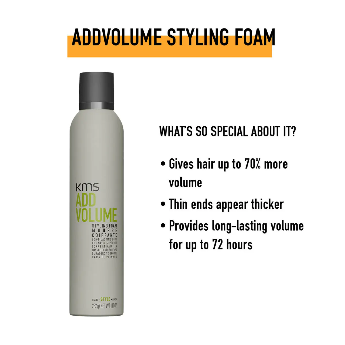 KMS Add Volume Styling Foam 300ml - Old Packaging, view 3