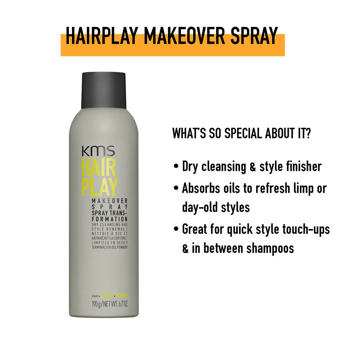 KMS Hair Play Makeover Spray 250ml, view 3