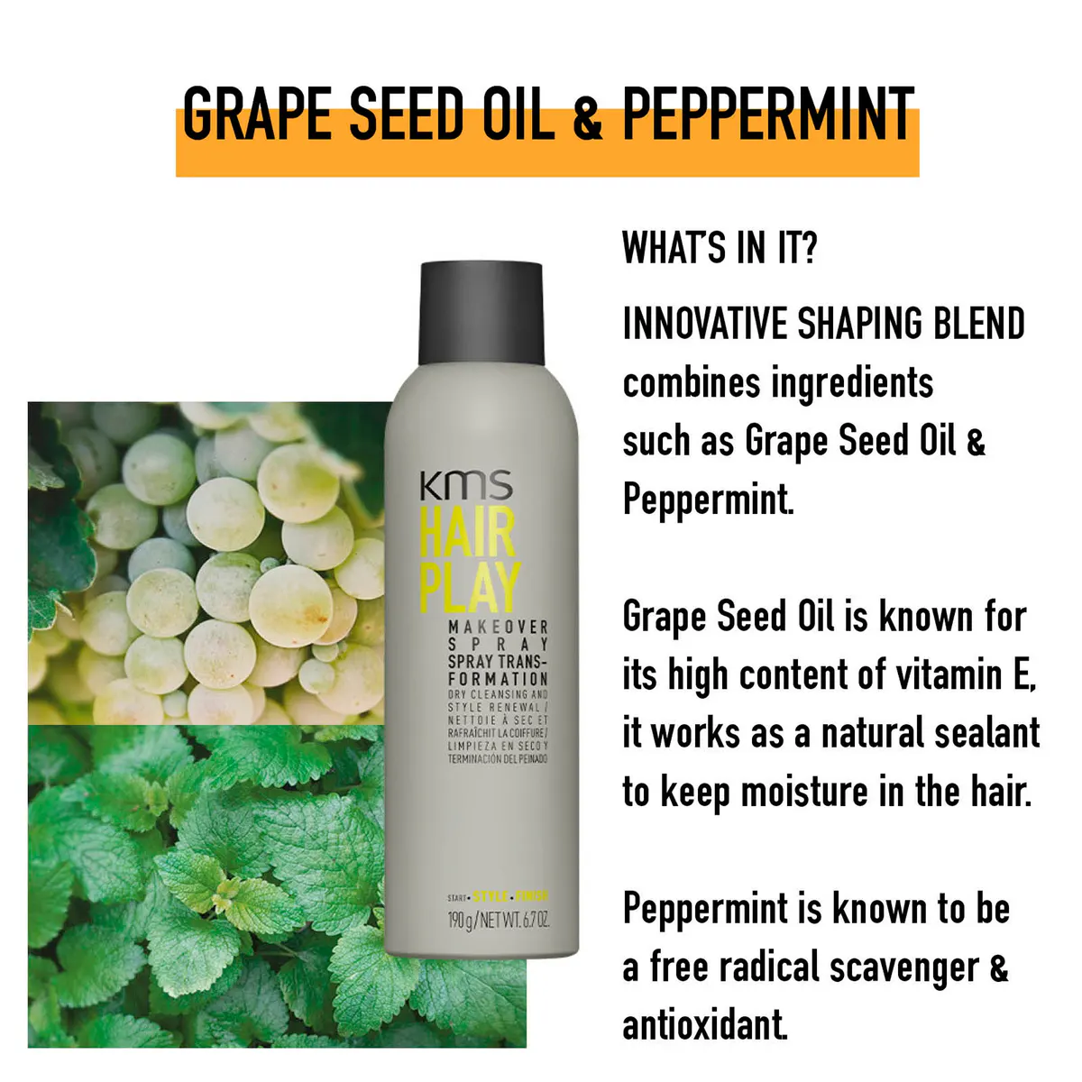 KMS Hair Play Makeover Spray 250ml, view 4