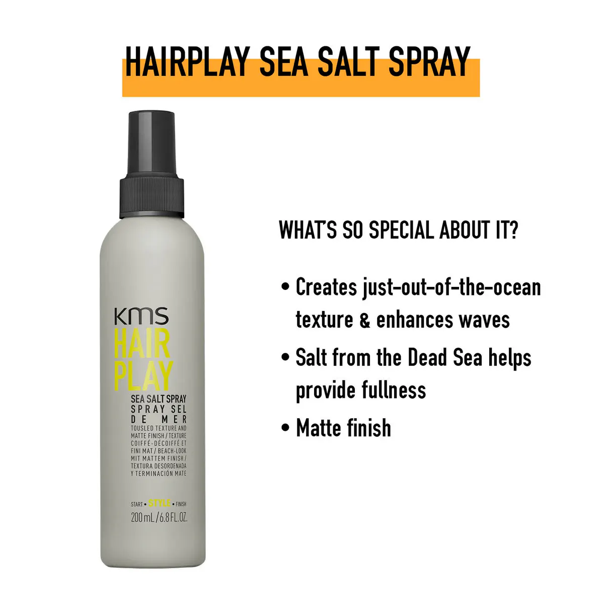 KMS Hair Play Sea Salt Spray 200ml, view 3