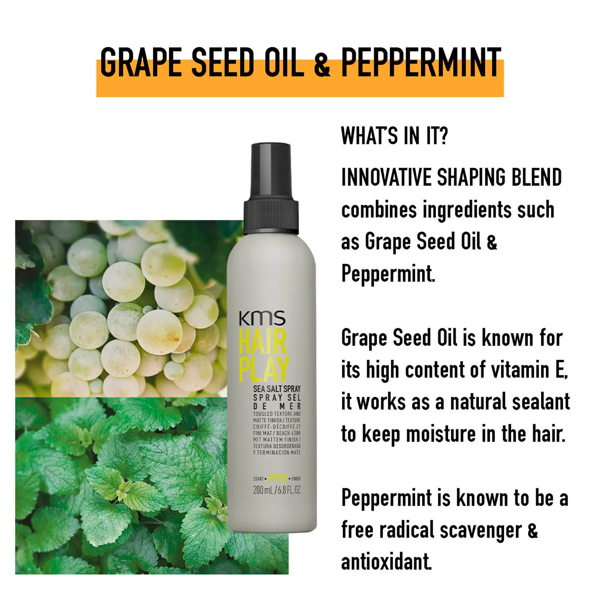 KMS Hair Play Sea Salt Spray 200ml, view 5