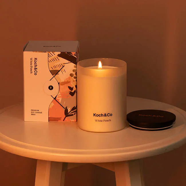 Koch & Co Soy Candle White Peach 350g, view 2