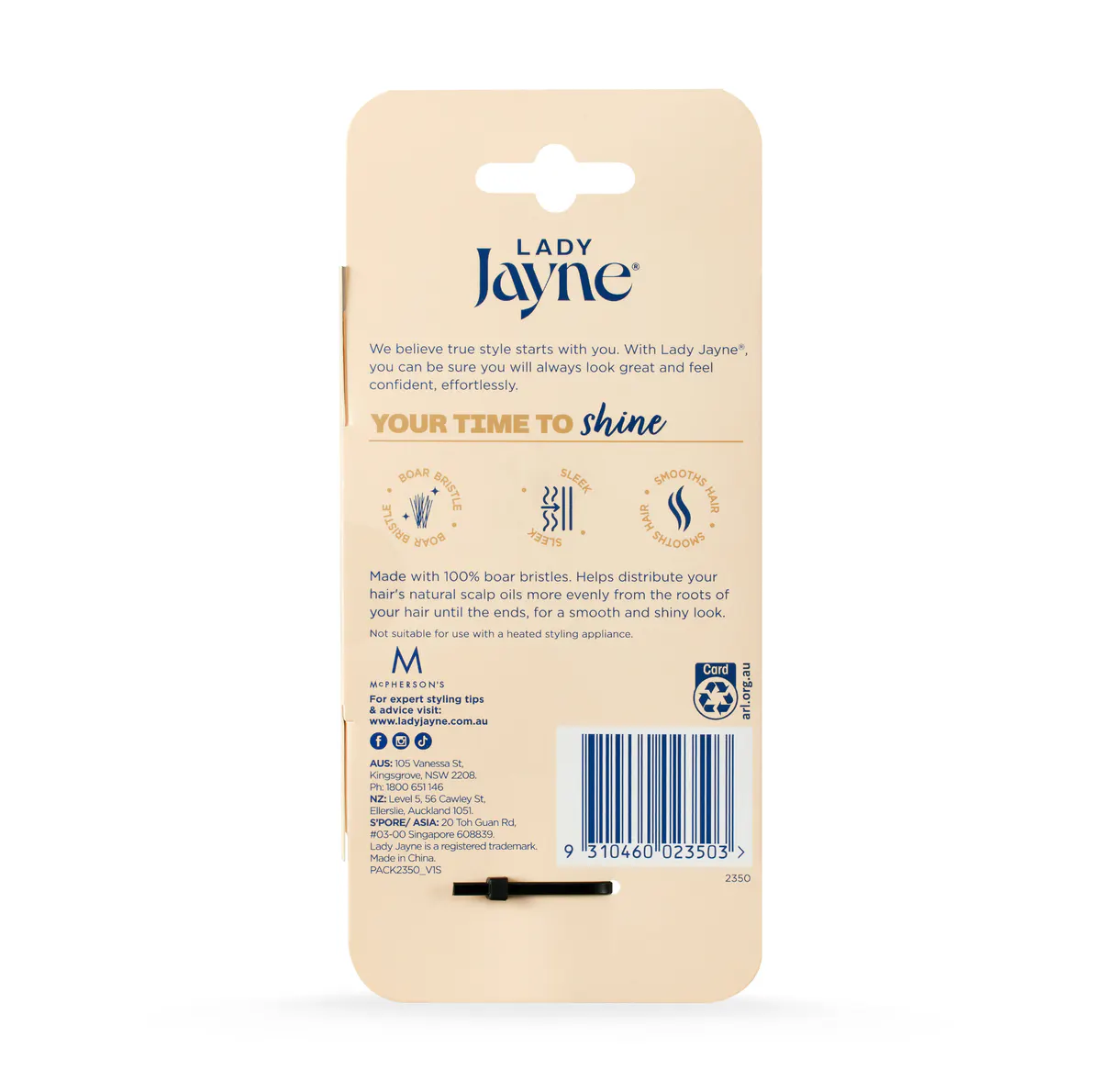 Lady Jayne Large Boar Bristle Pad Brush, view 2