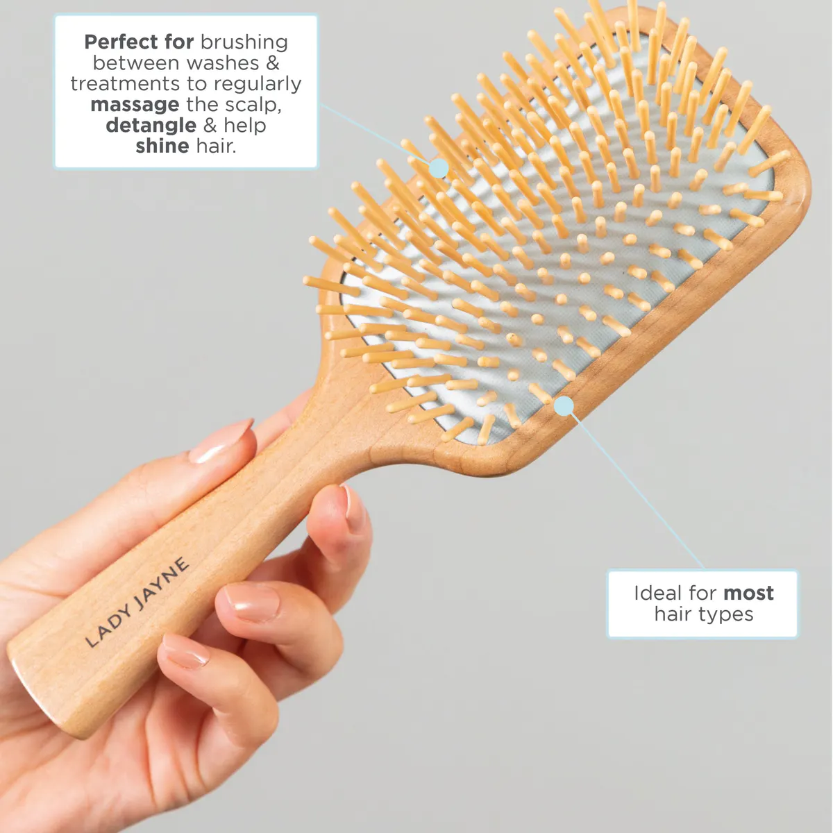 Lady Jayne Maple Wood Paddle Brush - Soothe & Detangle, view 5