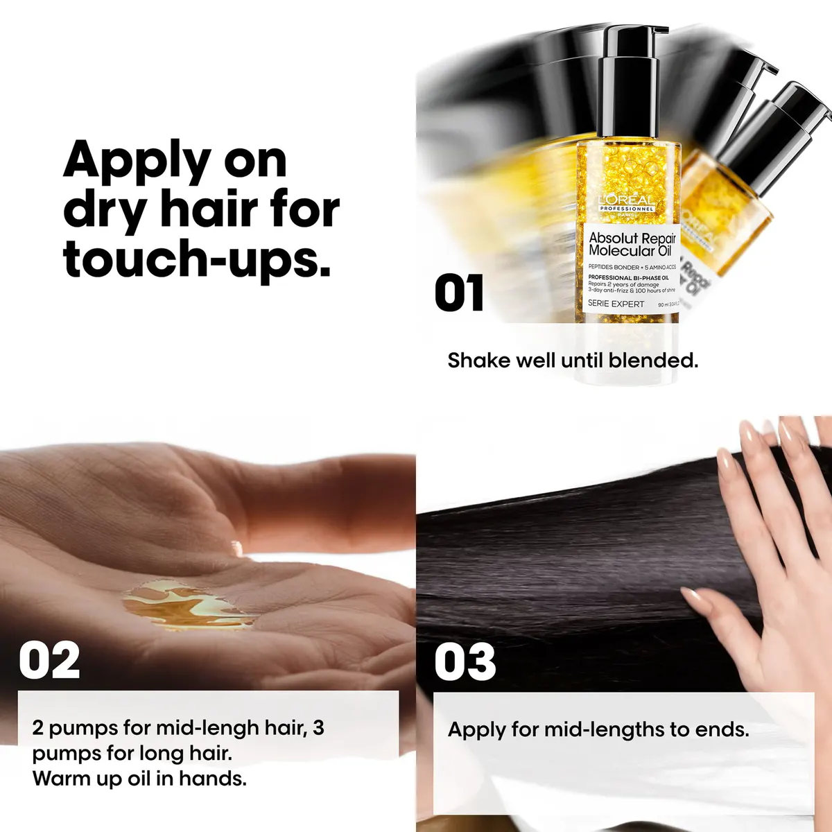 L'Oréal Professionnel Absolut Repair Molecular Professional Bi-Phase Oil 30ml, view 4