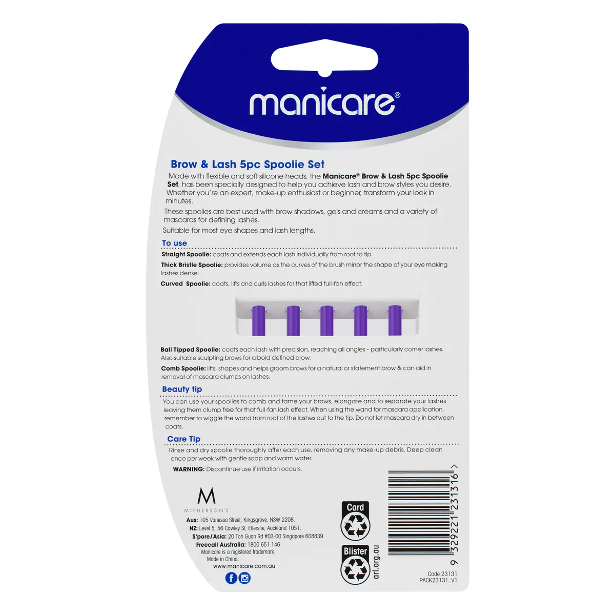 Manicare Brow & Lash Spoolie Set 5pc, view 4