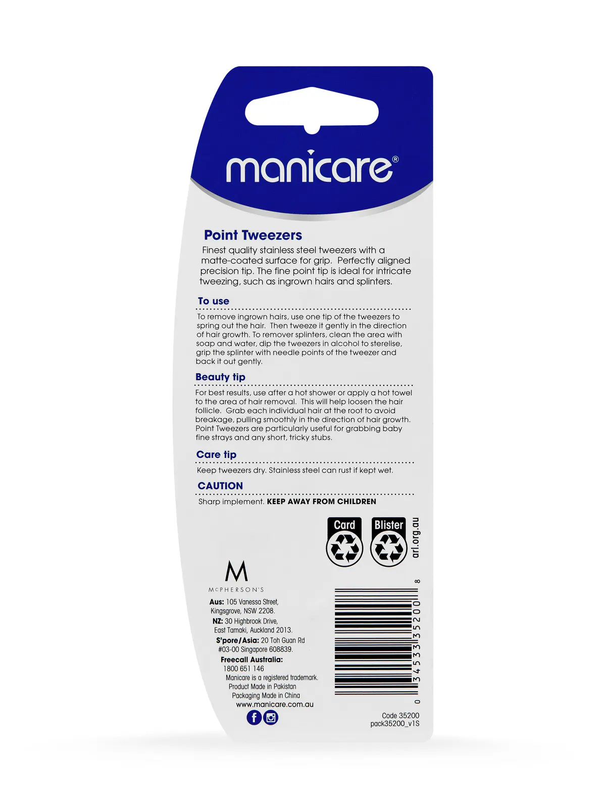 Manicare Point Tweezer Black, view 3