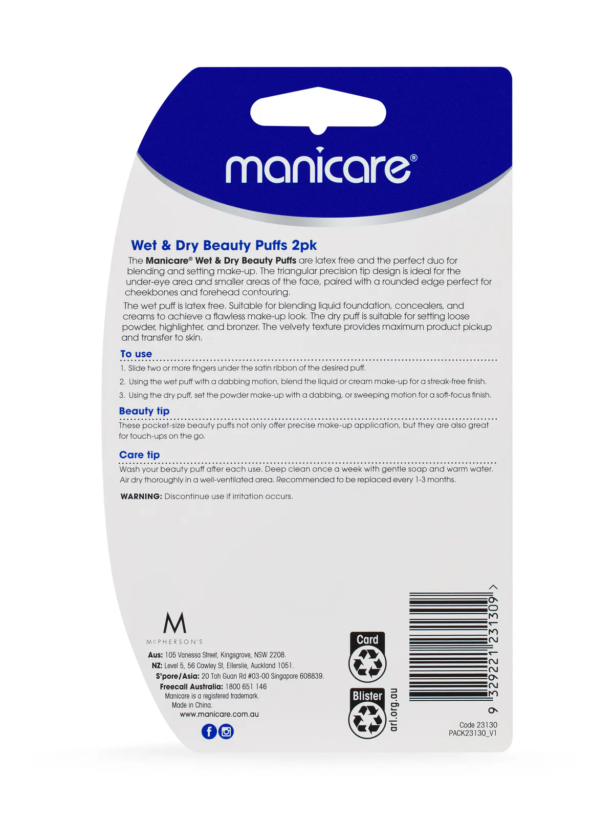 Manicare Wet & Dry Beauty Puffs 2pk, view 7