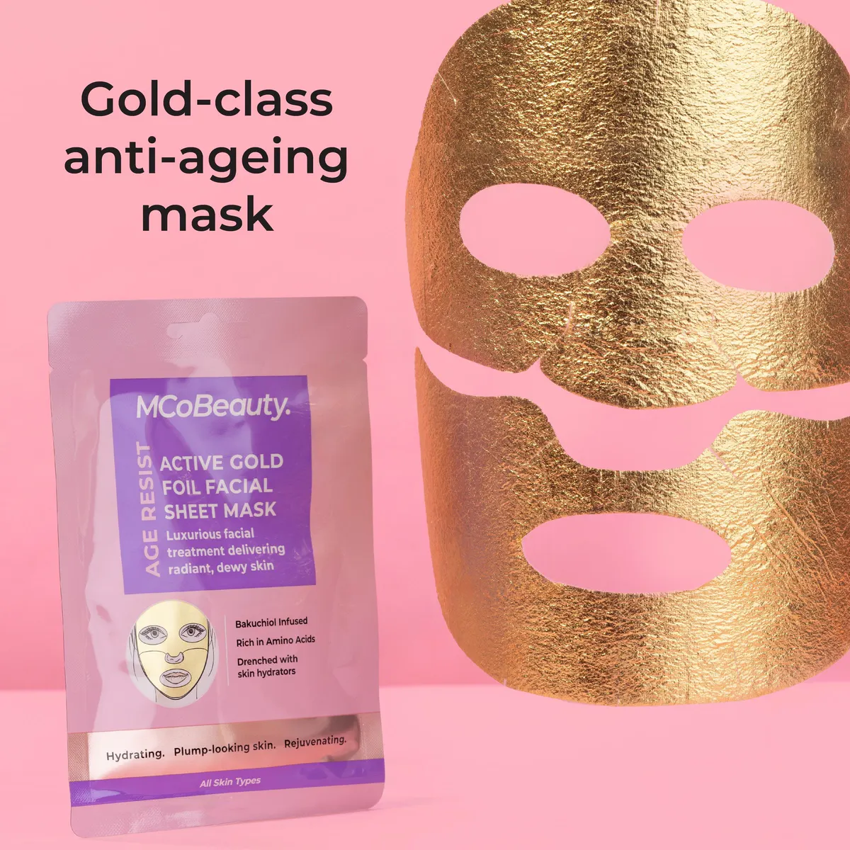 MCoBeauty Age Resist Active Gold Foil Facial Sheet Mask, view 2