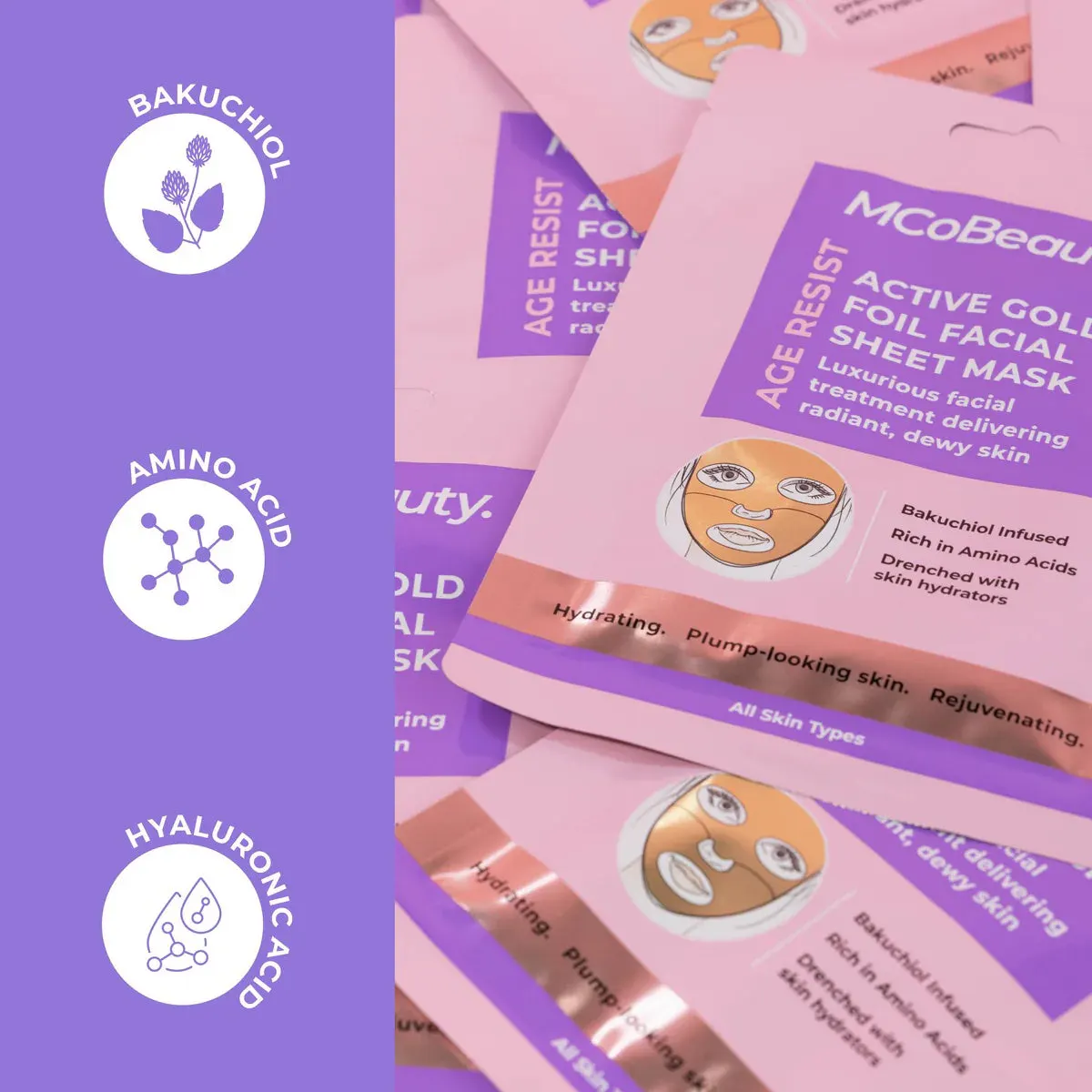 MCoBeauty Age Resist Active Gold Foil Facial Sheet Mask, view 4