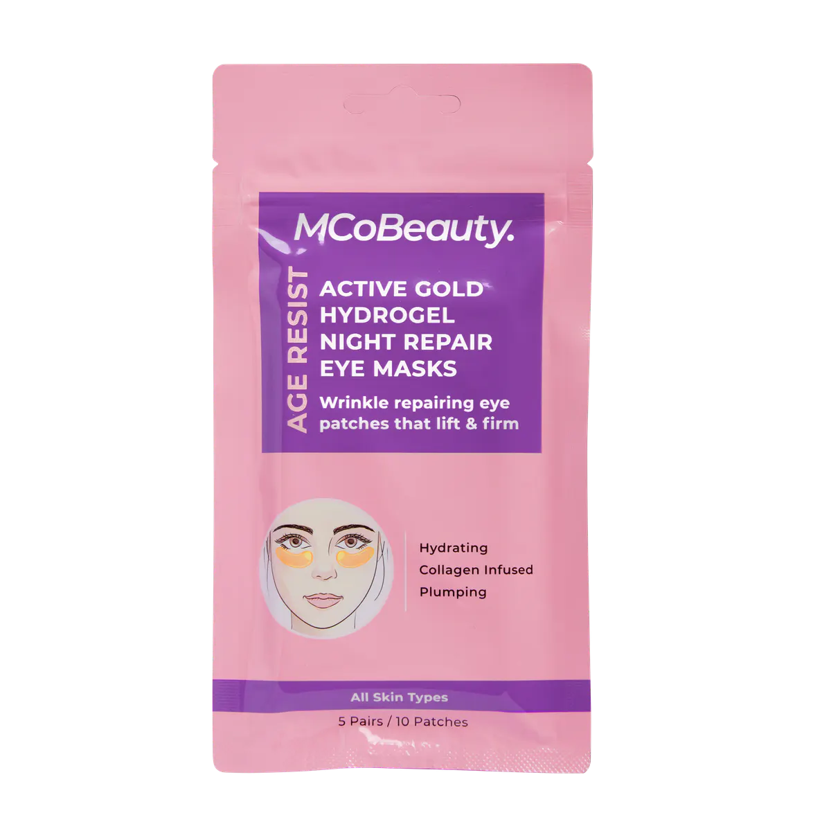 MCoBeauty Age Resist Active Gold Hydrogel Night Repair Eye Masks - 5 Pairs / 10 Patches, view 6