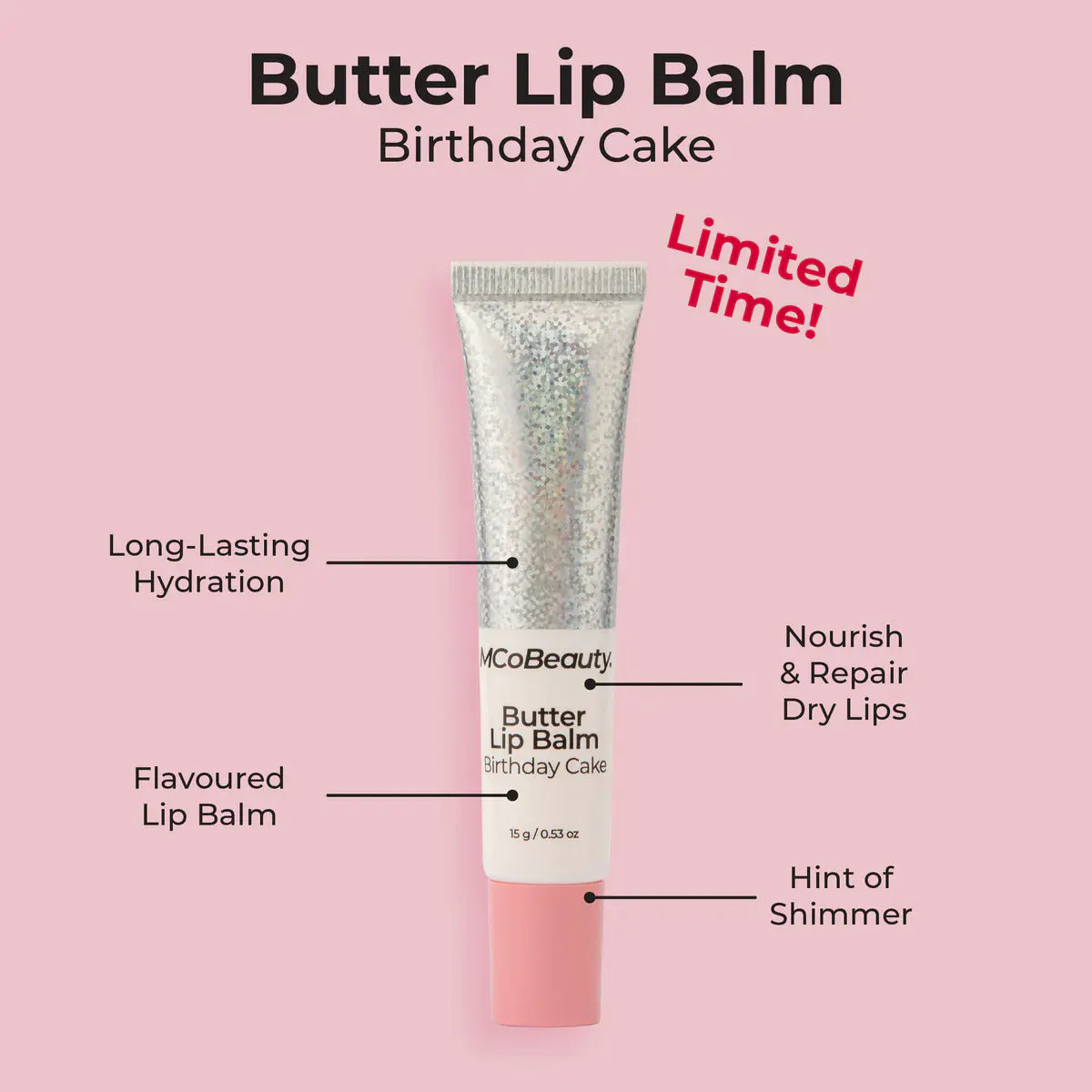 MCoBeauty Butter Lip Balm 15g - Birthday Cake, view 3