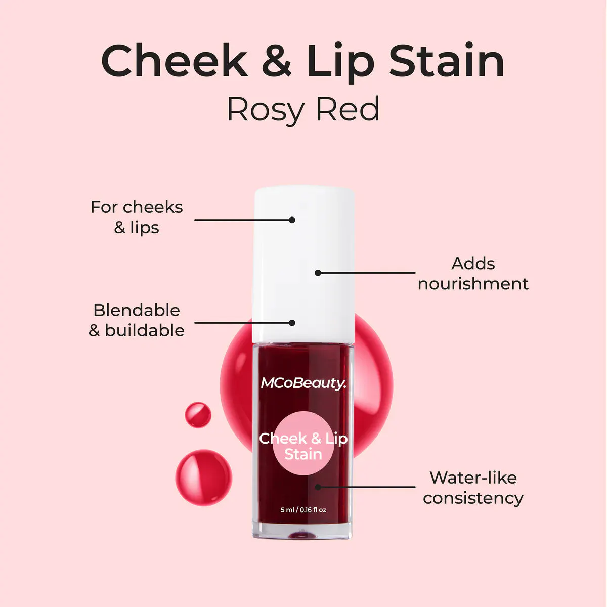 MCoBeauty Cheek & Lip Stain - Red, view 5