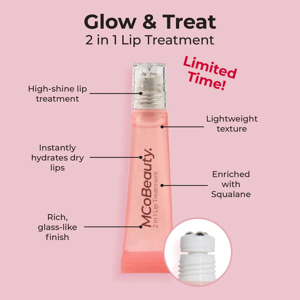 MCoBeauty Glow & Treat 2-in-1 Lip Treatment 15ml - Birthday Cake, view 2