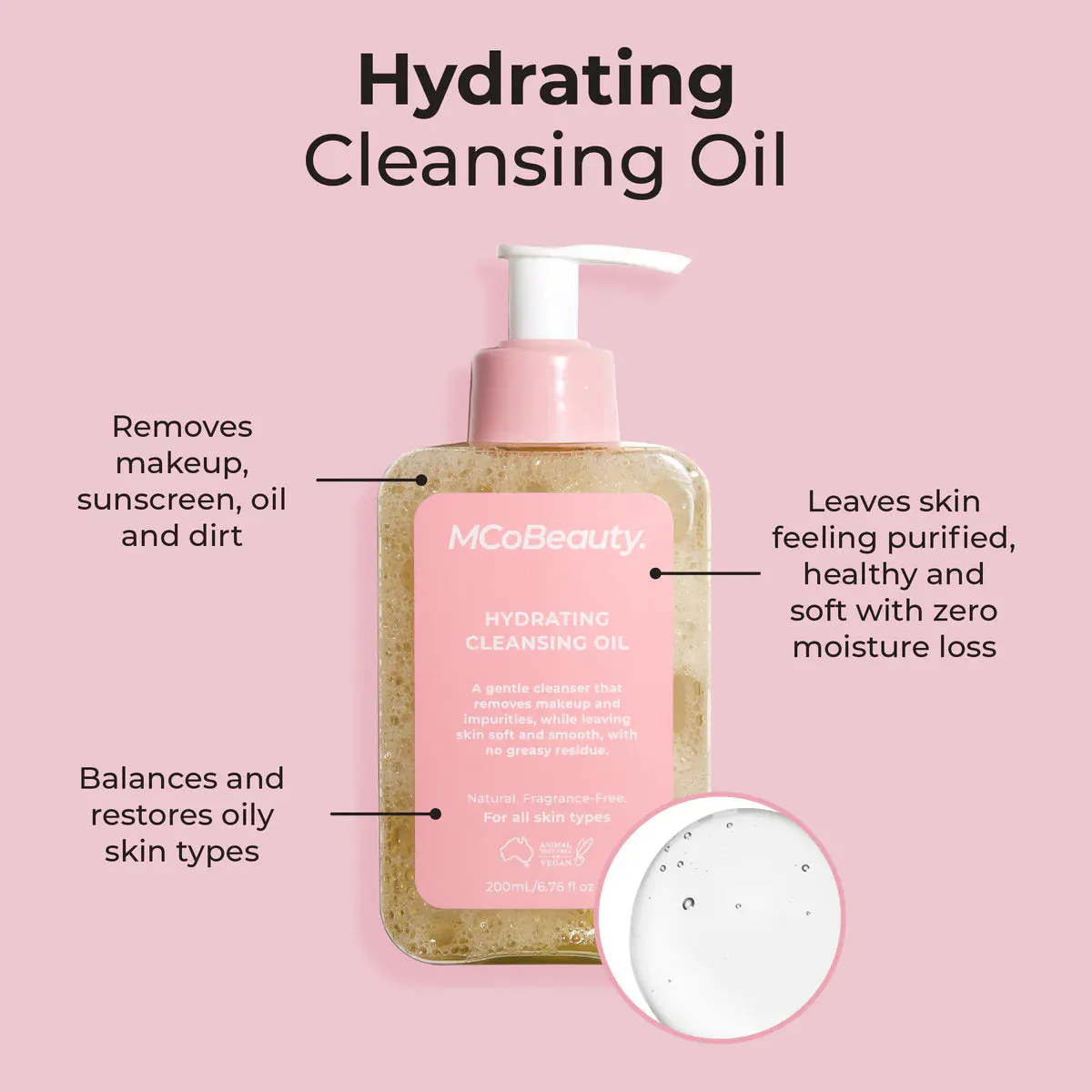 MCoBeauty Hydrating Cleansing Oil 200ml, view 3