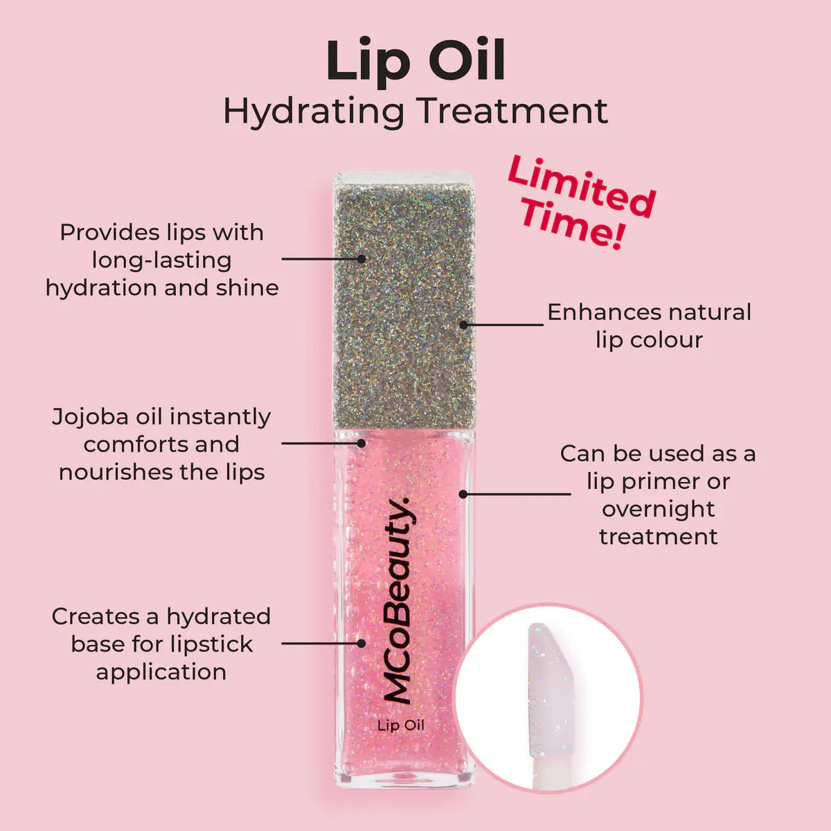 MCoBeauty Lip Oil Hydrating Treatment 9ml - Birthday Cake, view 3