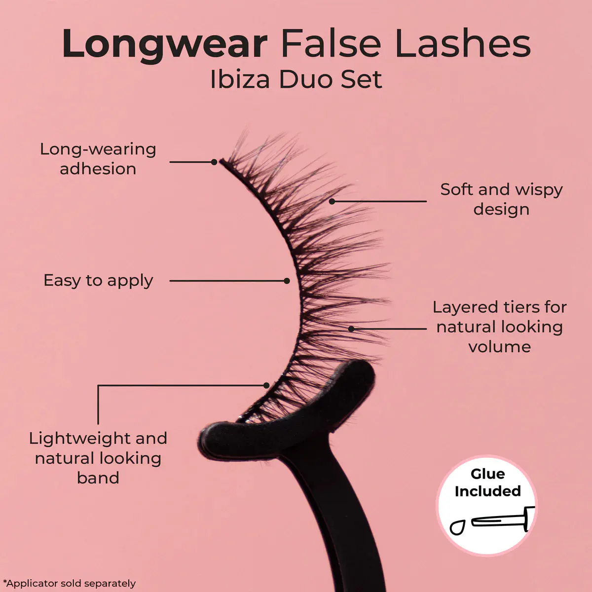 MCoBeauty LONGWEAR False Lashes Natural Ibiza Duo Set, view 3