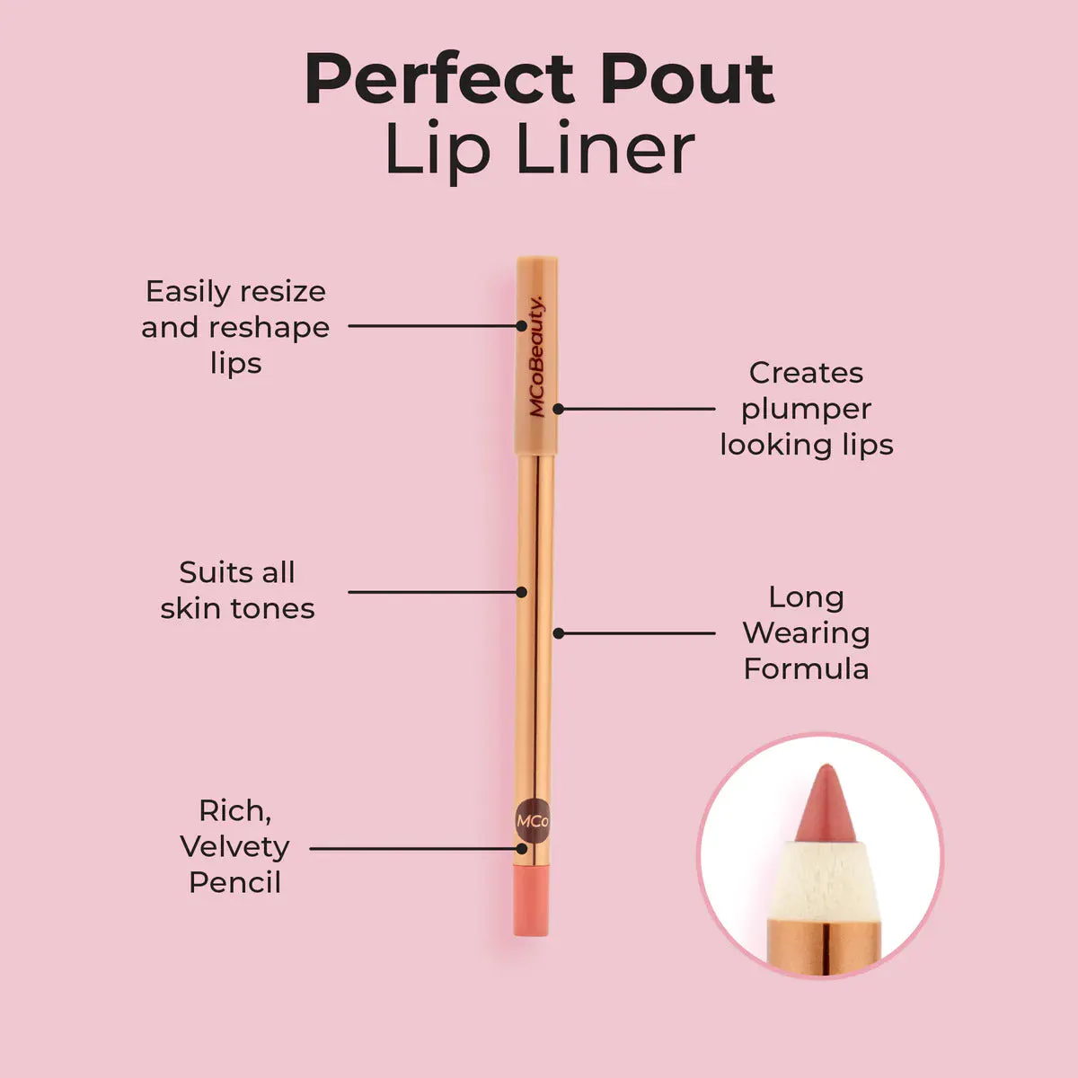 MCoBeauty Perfect Pout Lip Liner - Rose Saturn 1.3g, view 4