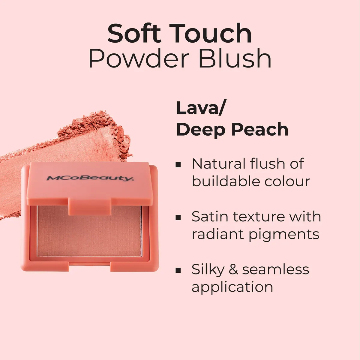 MCoBeauty Soft Touch Powder Blush - Deep Peach, view 5