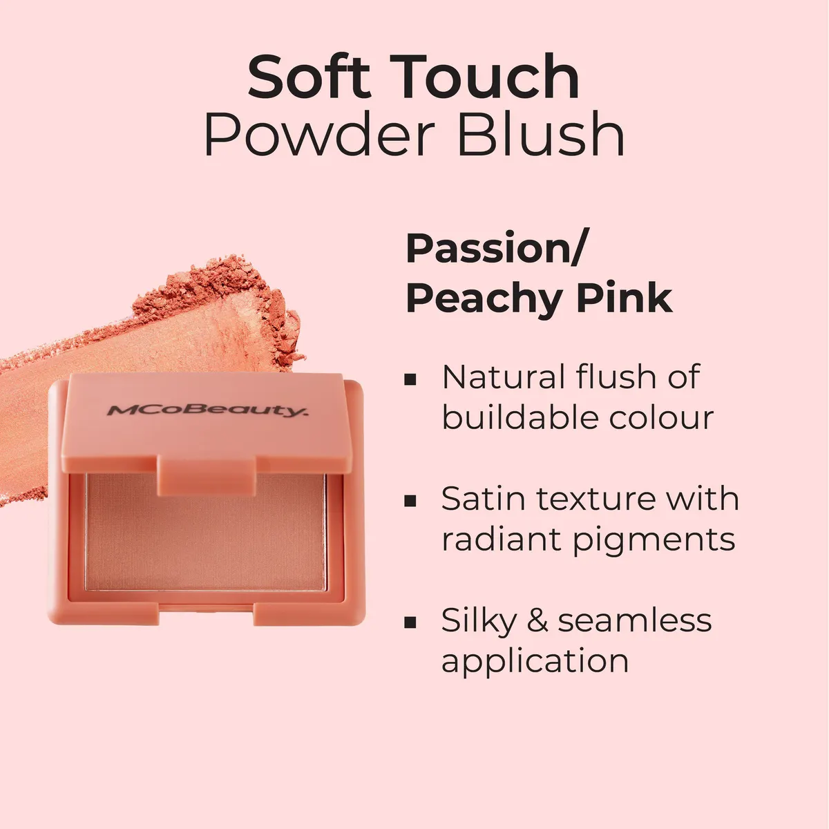 MCoBeauty Soft Touch Powder Blush - Peachy Pink, view 5
