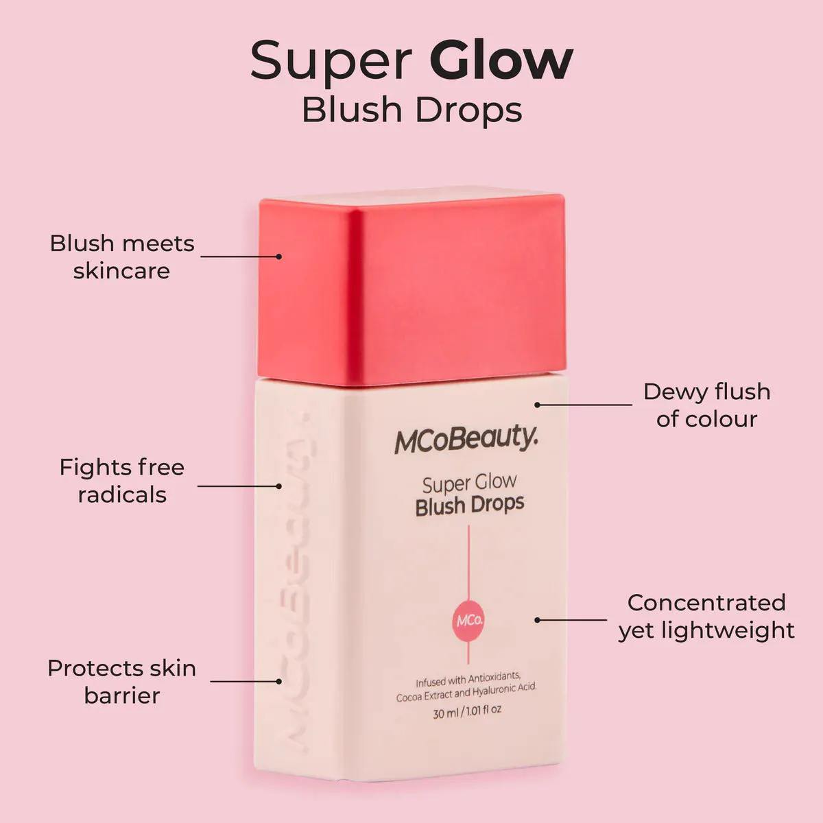 MCoBeauty Super Glow Blush Drops 30ml - Rose Pink, view 3