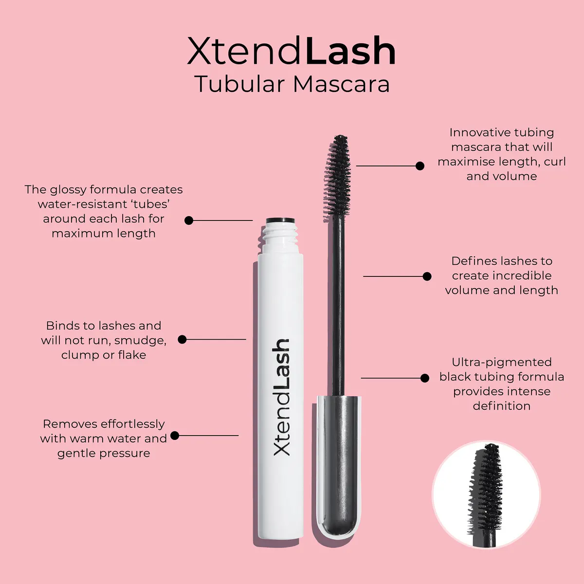 MCoBeauty XTENDLASH Black Extension Tubing Mascara, view 3