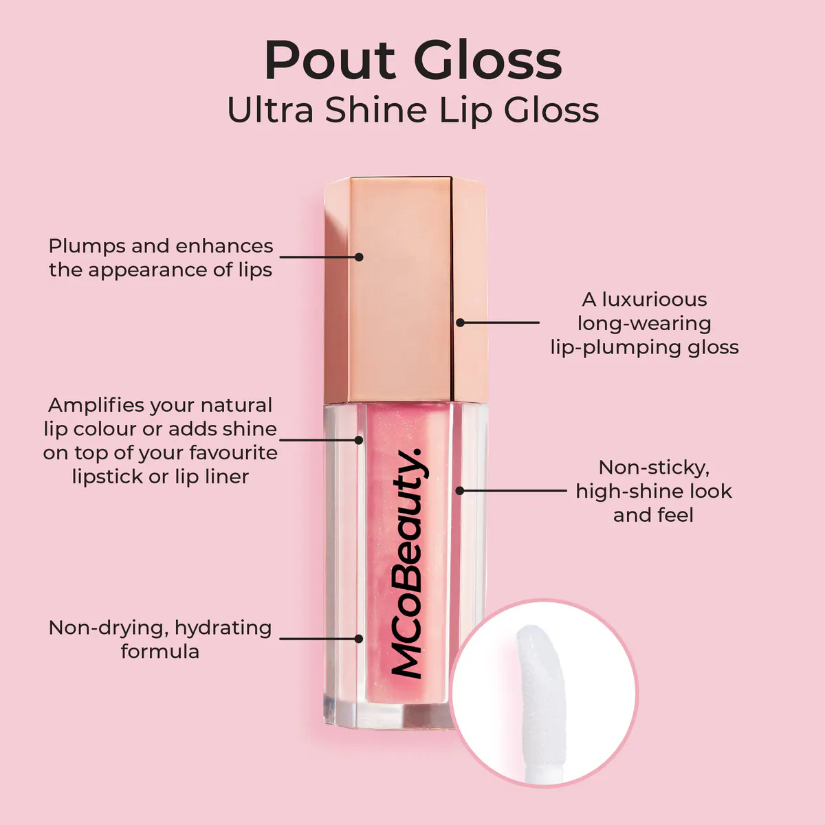 MCoBeauty Pout Gloss Ultra Shine Lip Gloss By Sophie Monk - Tickle 0.6ml, view 2