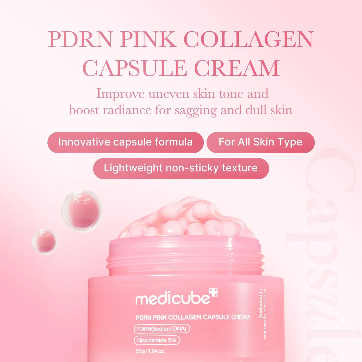 Medicube PDRN Pink Collagen Capsule Cream 55g, view 3