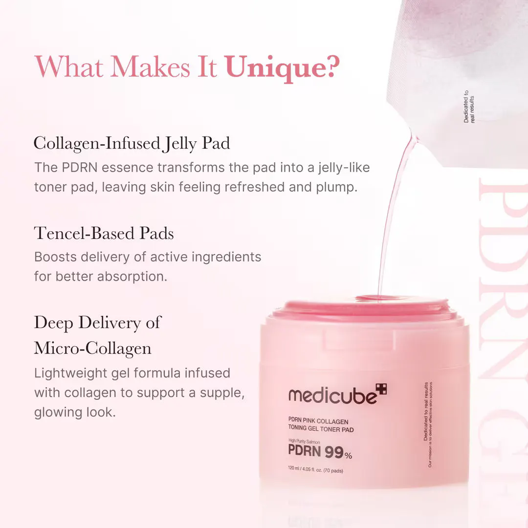Medicube PDRN Pink Collagen Toning Gel Toner Pad 120ml 70 Pads, view 3