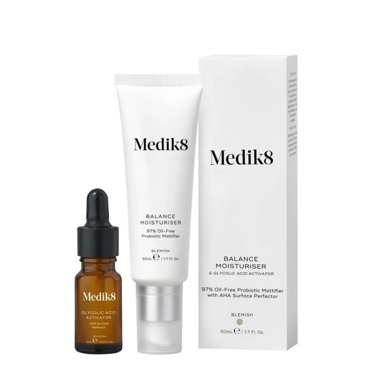 Medik8 Balance Moisturiser & Glycolic Acid Activator 50ml + 10ml