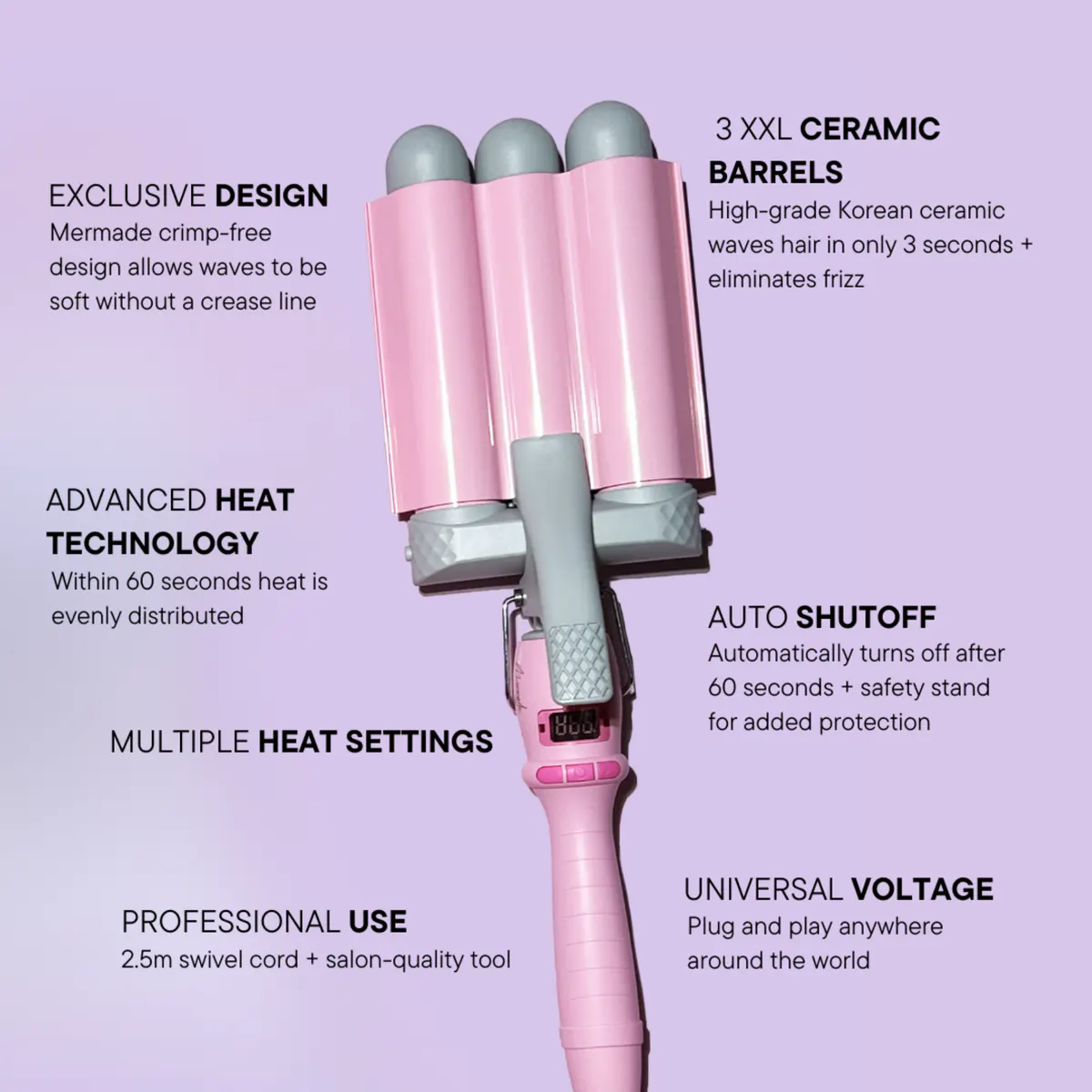 Mermade Hair 32mm Pro Waver Pink, view 4