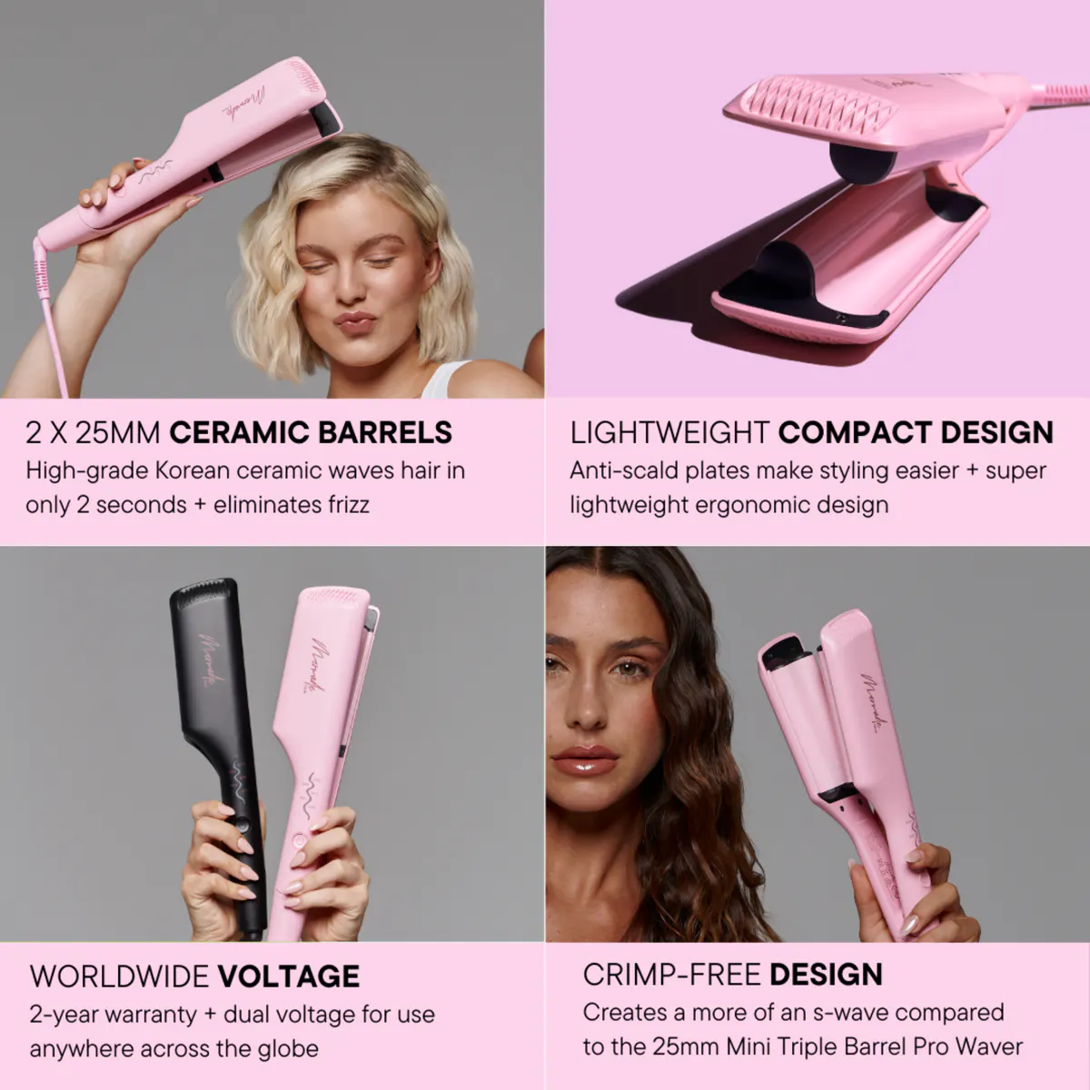 Mermade Hair Double Waver - Pink, view 3