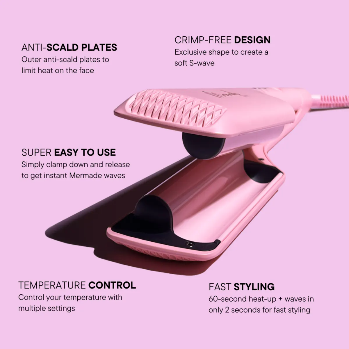 Mermade Hair Double Waver - Pink, view 4