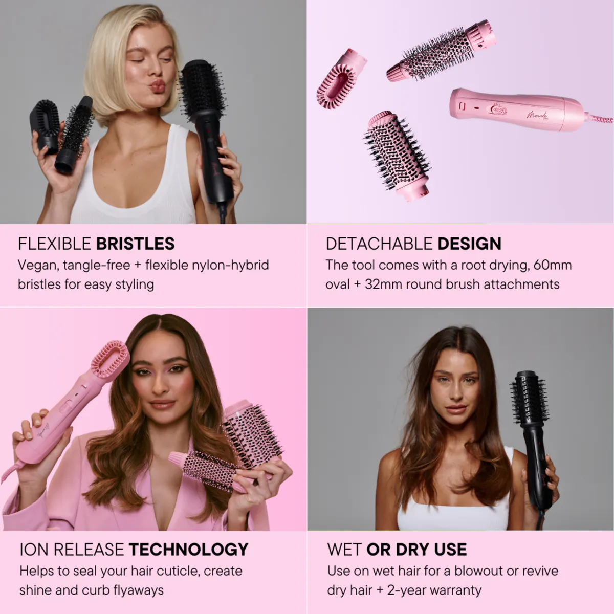 Mermade Hair Interchangeable Blow Dry Brush - Pink, view 4