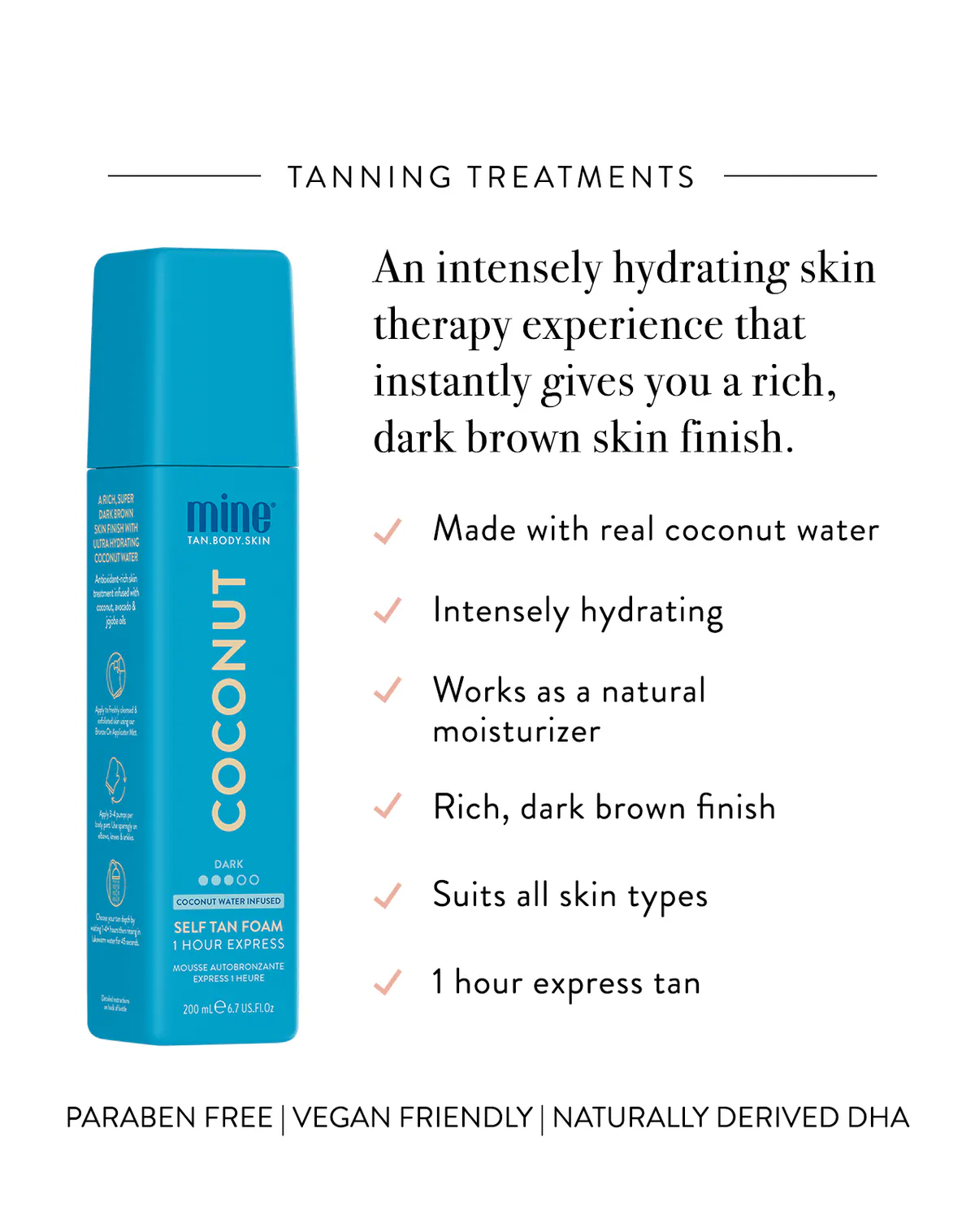 Minetan Coconut Water Self Tan Foam 200ml, view 3