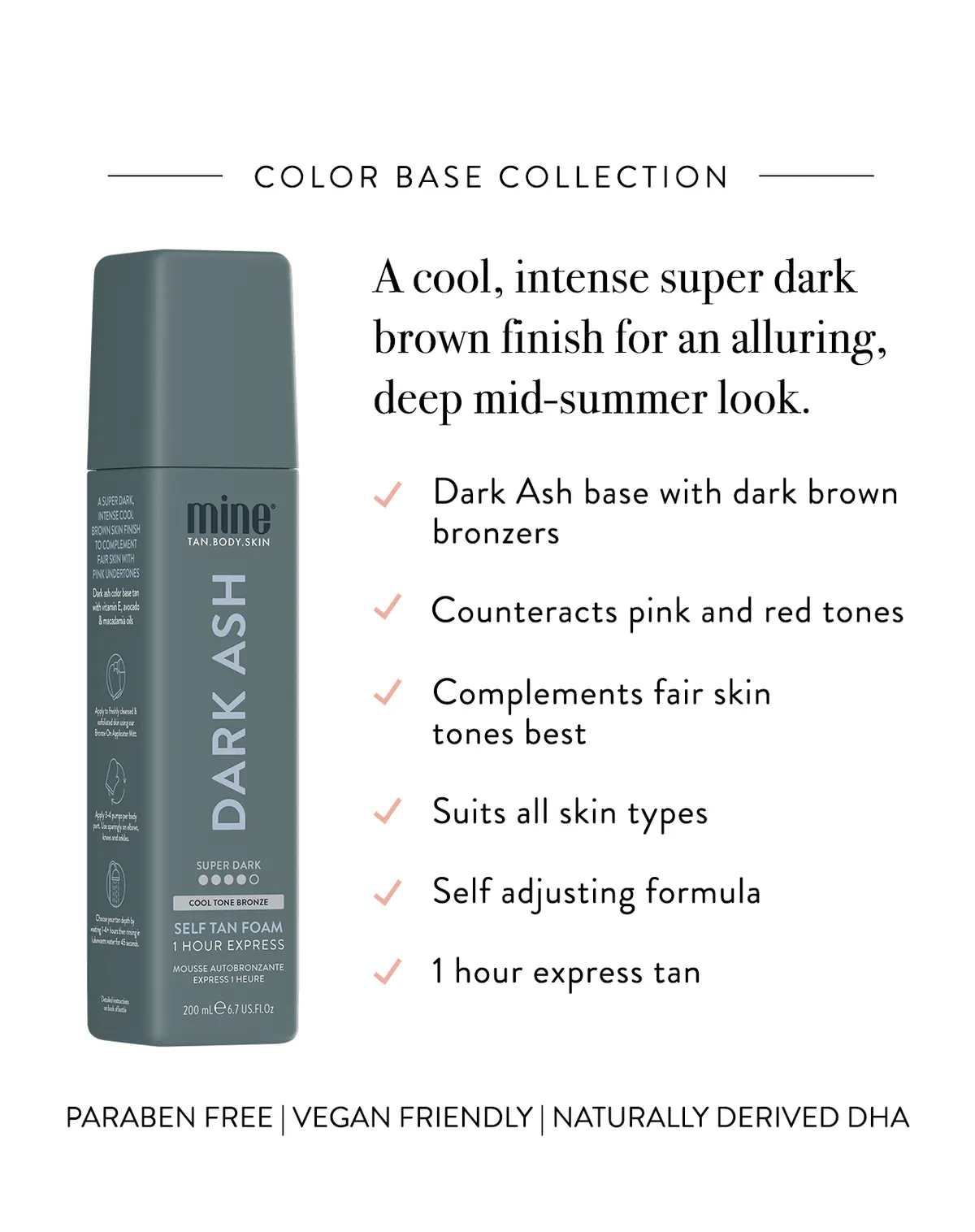 Minetan Dark Ash Self Tan Foam 200ml, view 3