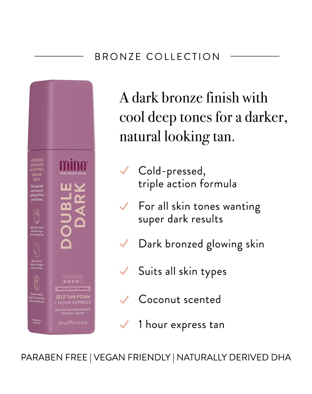 Minetan Double Dark Self Tan Foam 200ml, view 3