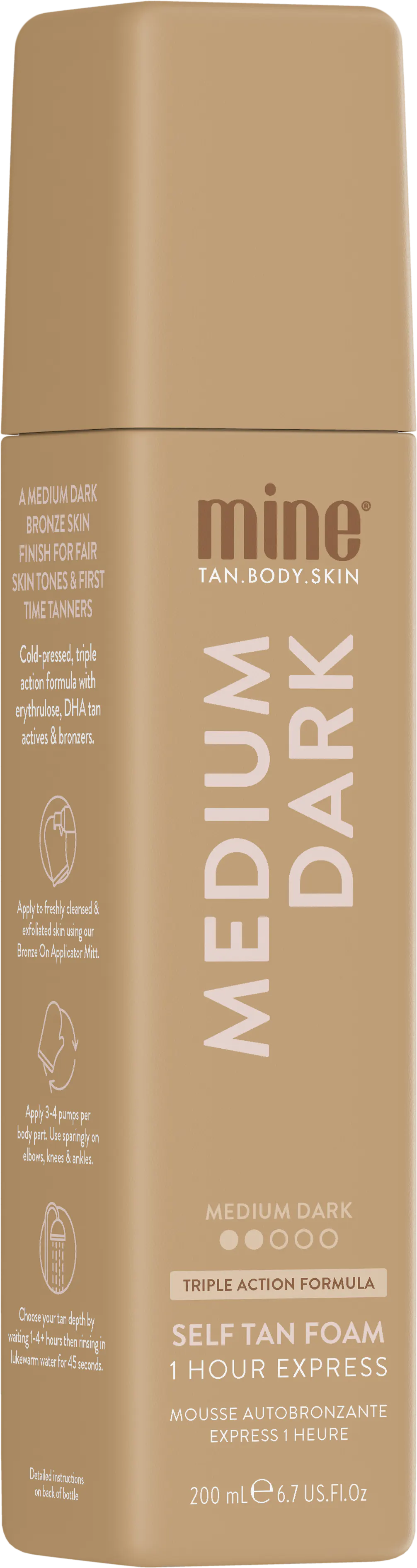 Minetan Medium Dark Self Tan Mousse 200ml, view 2