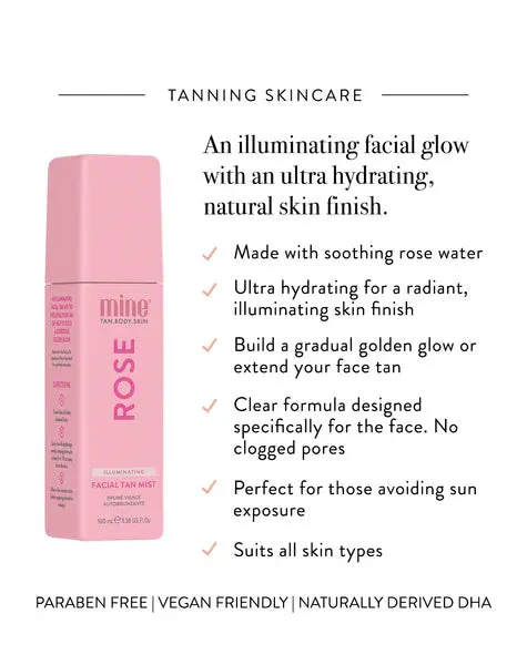 Minetan Rose Illuminating Facial Tan Mist 100ml, view 5