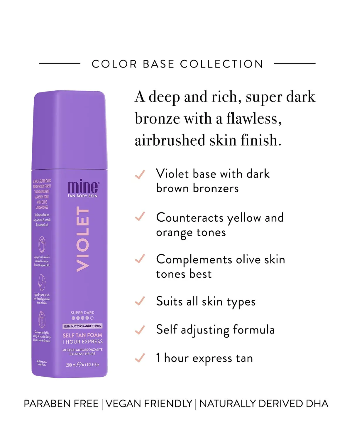 Minetan Violet Self Tan Foam 200ml, view 6