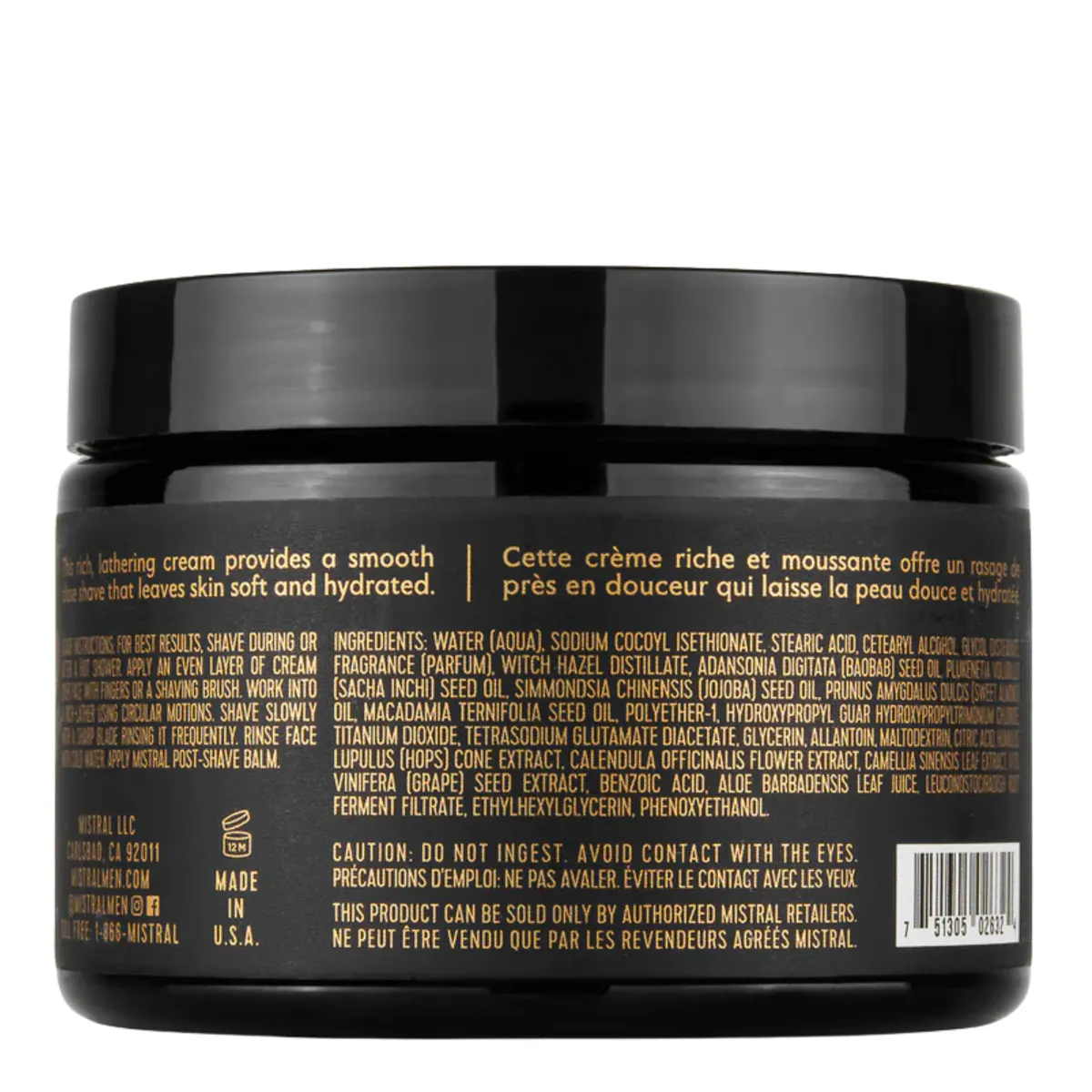 Mistral Bourbon Vanilla Shave Cream 255g, view 2