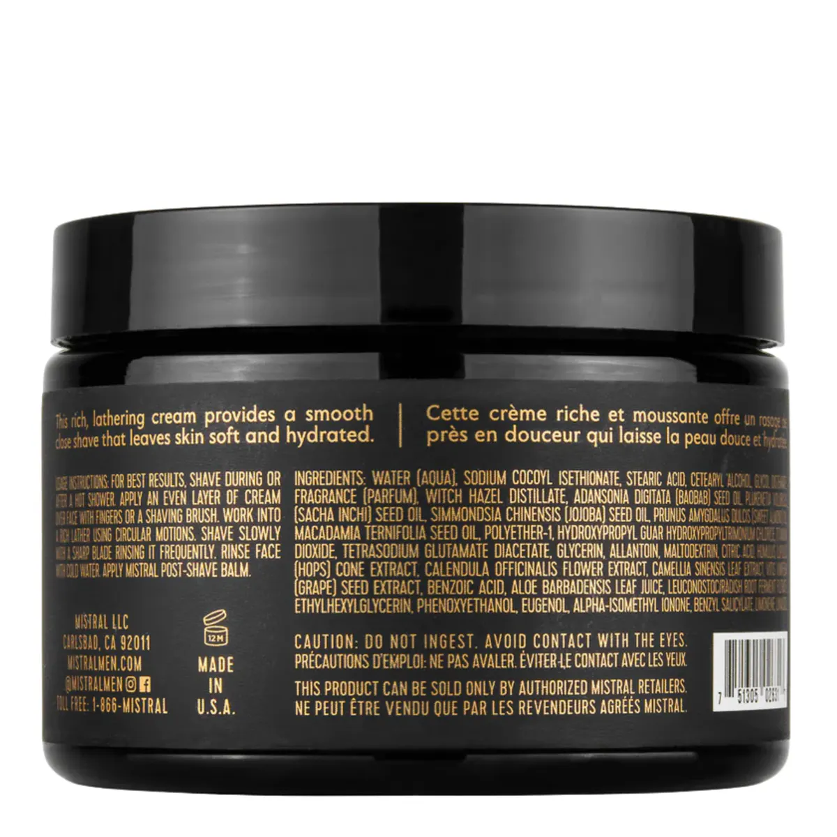 Mistral Cedarwood Marine Shave Cream 255g, view 2