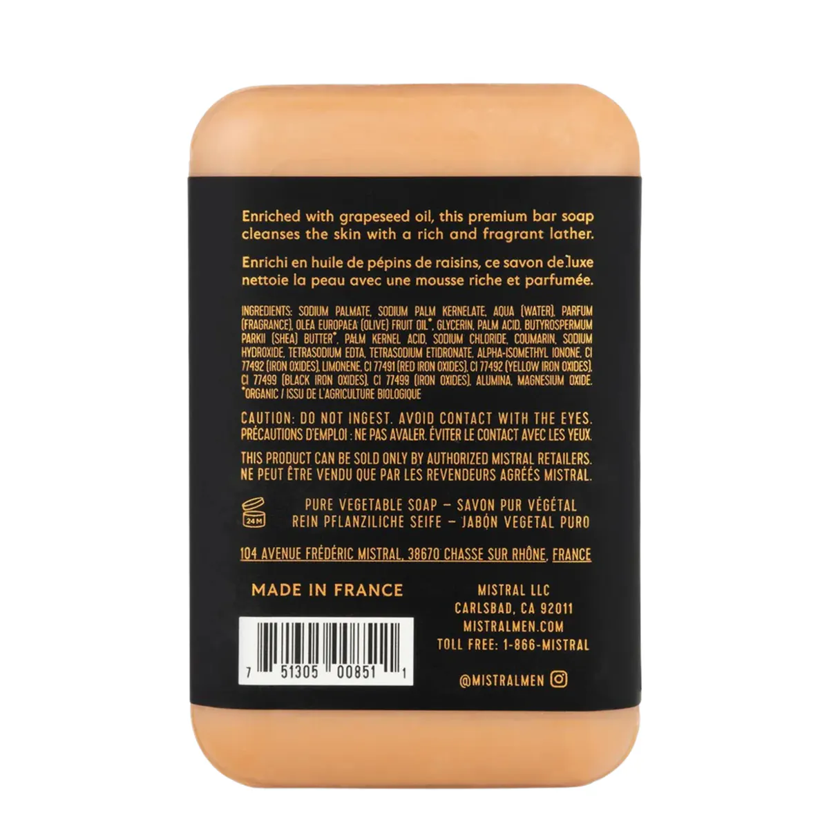 Mistral Golden Tobacco Bar Soap 250g, view 2